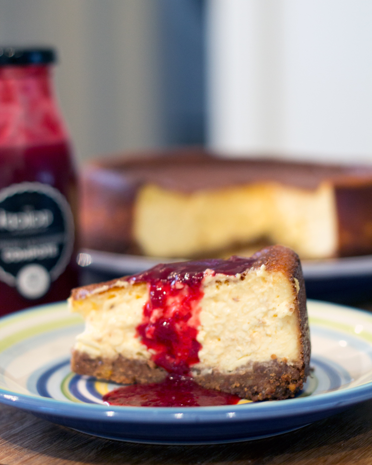 Cheesecake with Raspberry and Boysenberry Compote