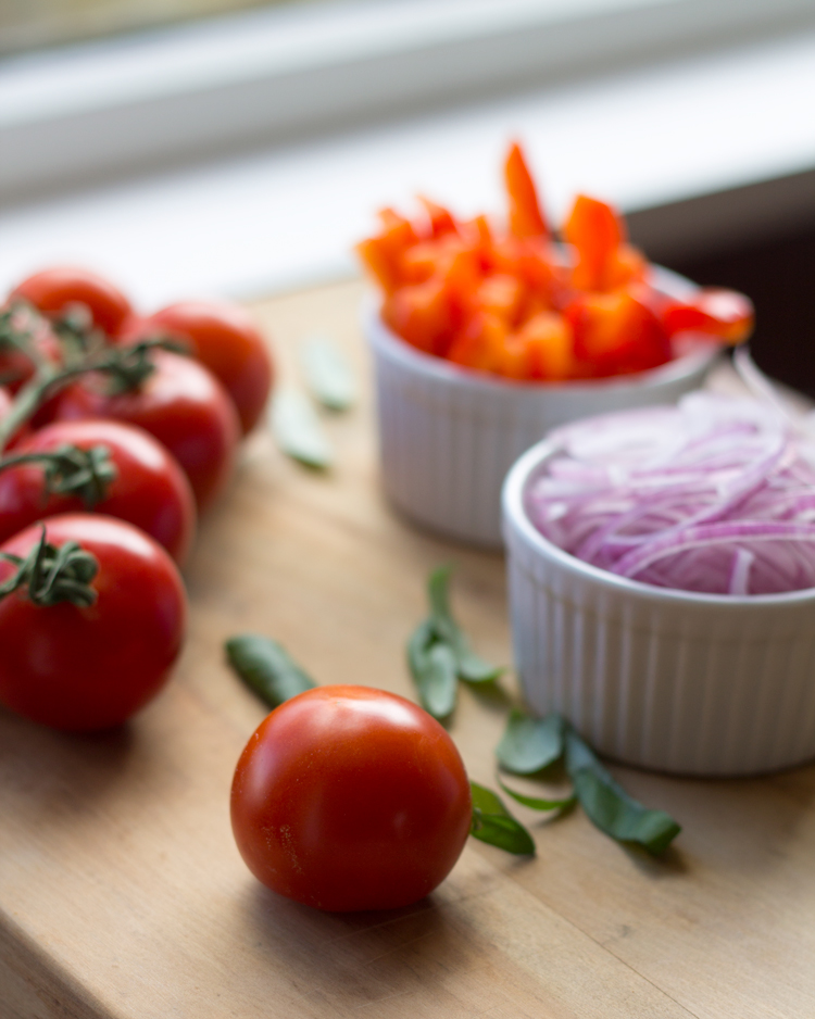 Fresh ingredients for eye fillet beef pizza