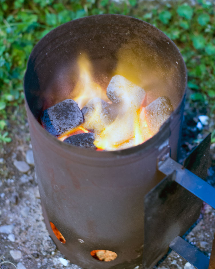 briquettes lit up