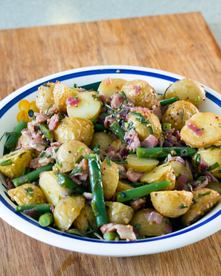 roast potato bacon & bean salad