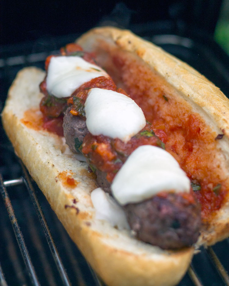 mozzeralla meatball sub toasting