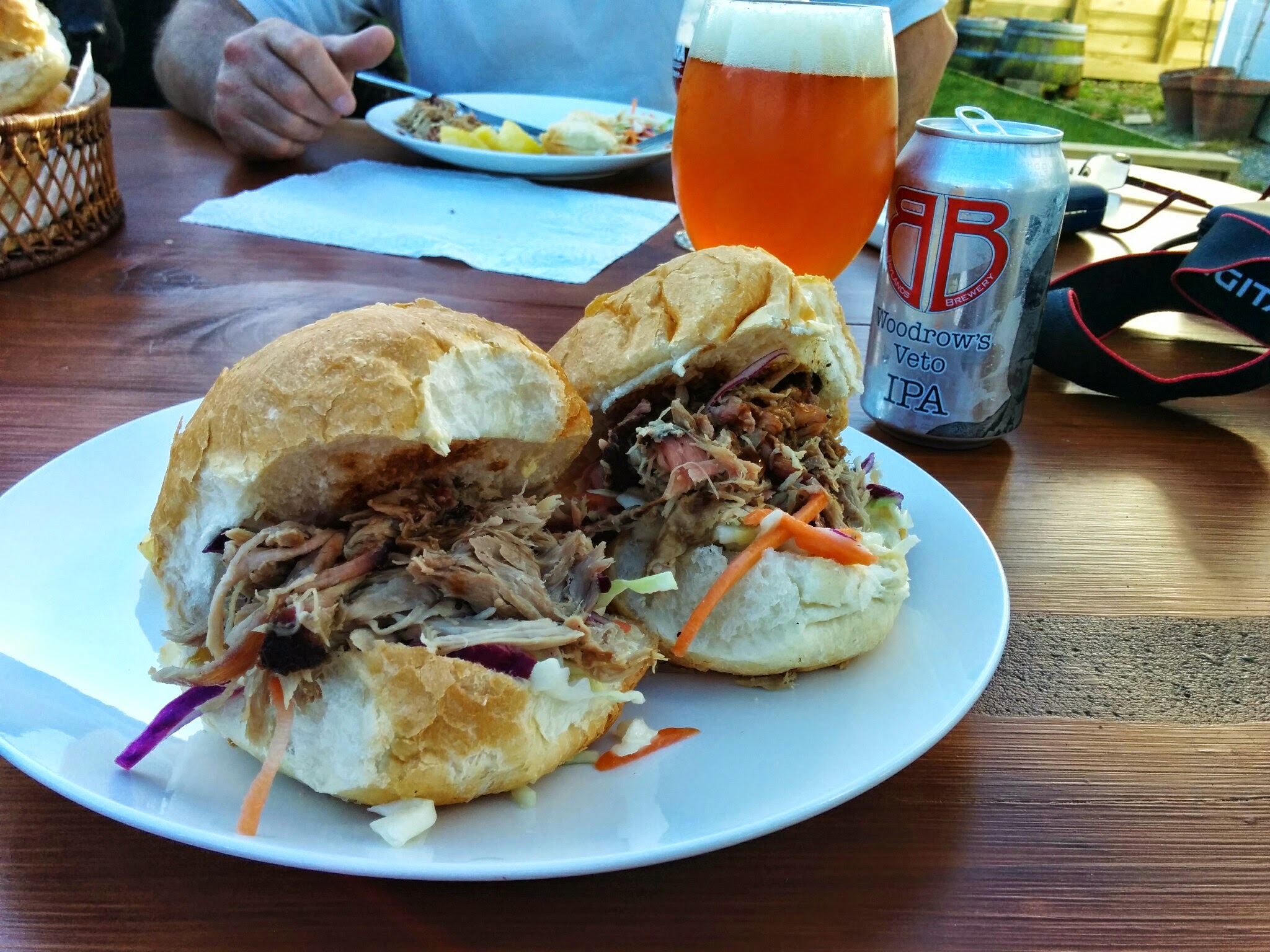 pulled pork sandwiches with beer